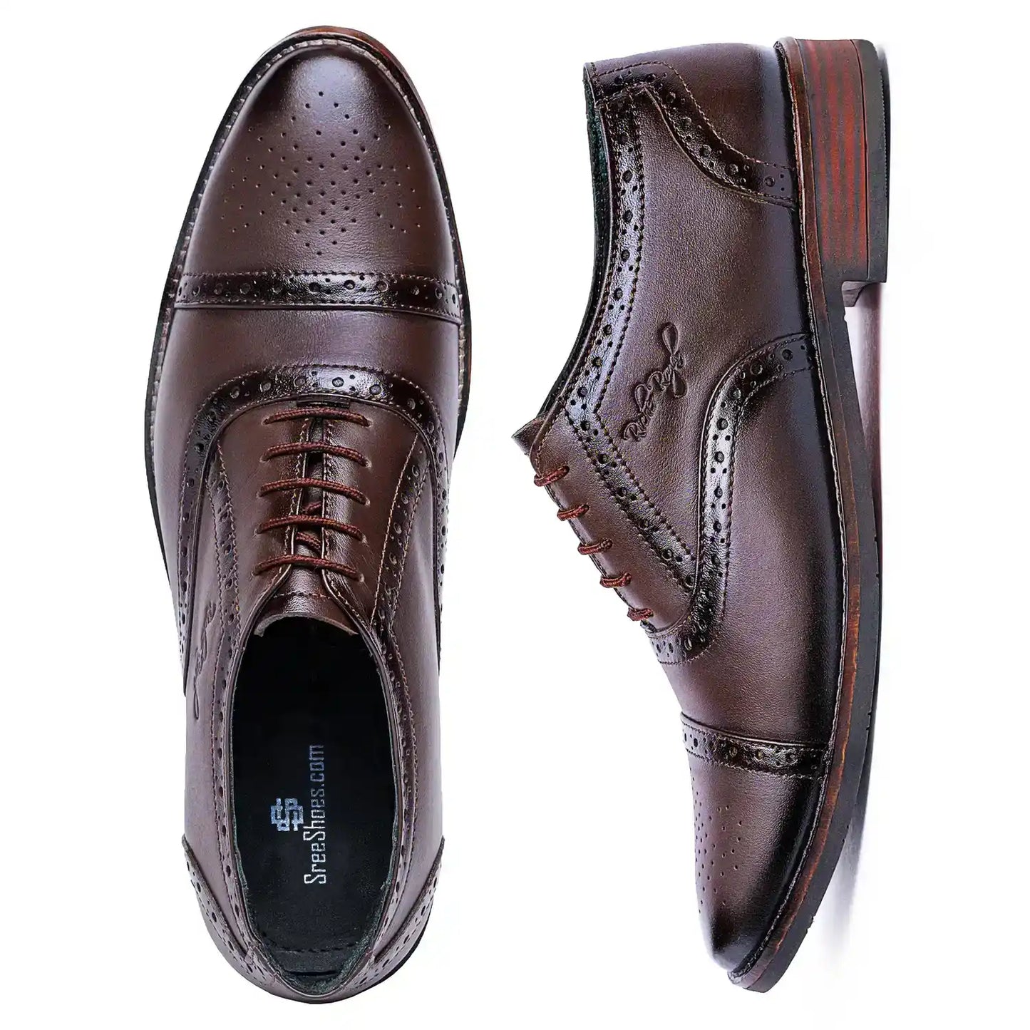 Genuine Leather Oxford Brogue Lace Up Shoes