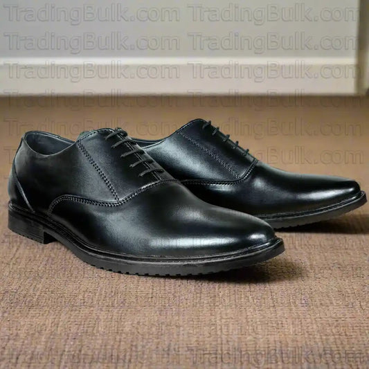 Black Pure Leather Formal Shoes Round Toe Oxford Dress Lace Up Shoes