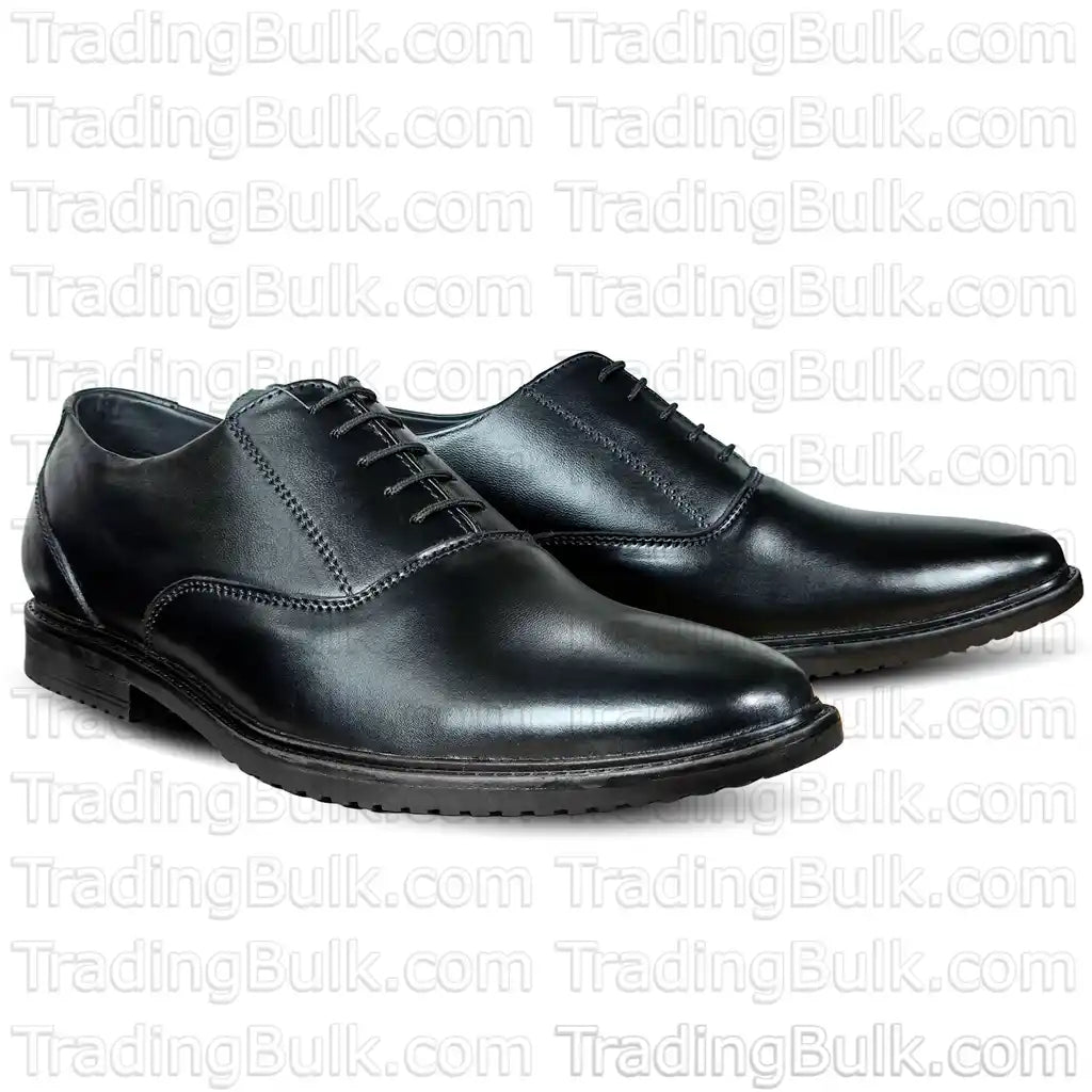 Black Pure Leather Formal Shoes Round Toe Oxford Dress Lace Up Shoes