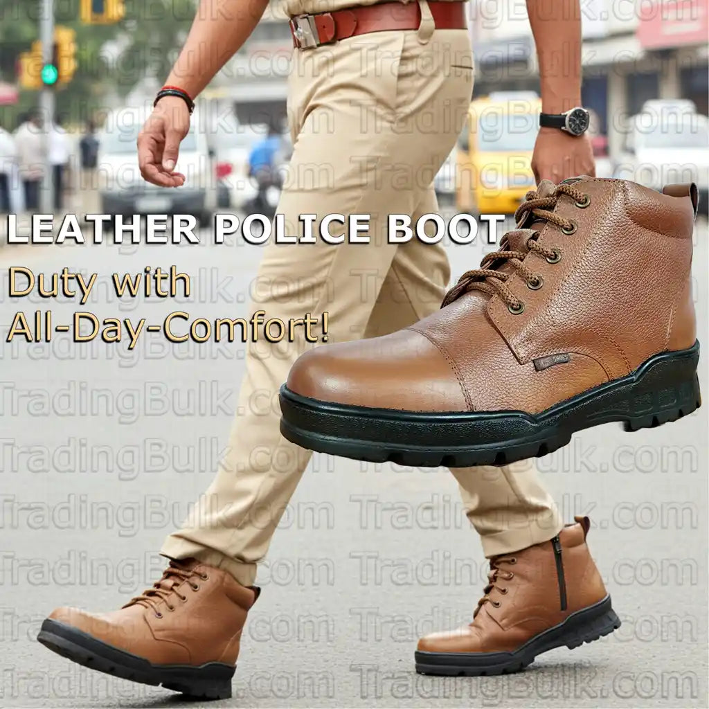 Police Boot for Men Pure Leather Ankle Shoes with zip