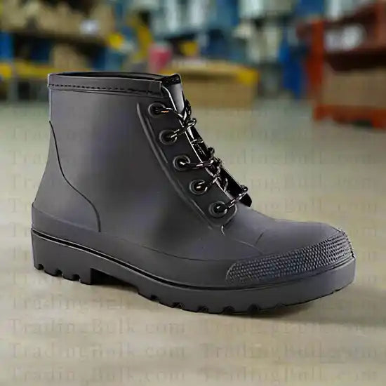 Safety Gumboots PVC LaceUp Waterproof Industrial River Boots High-Ankle