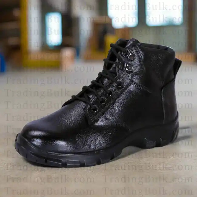 Industrial Security Boot Black Pure Leather Oxford Mid-Ankle Safety Shoes