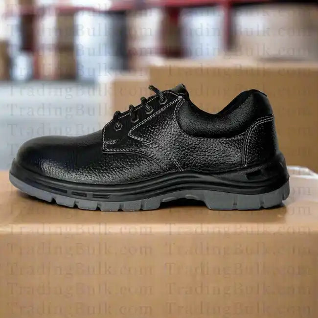 Genuine Grain-Leather Safety Shoes Industrial Derby Low-Ankle Shoes Double-Density (DIP-PU Molded Sole)