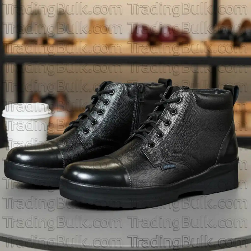 Pure Leather Comfort Ankle Boots LightWeight Derby Uniform Chain Boot Ankle Shoes with Zip