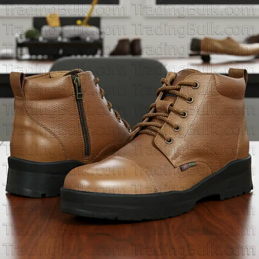 Pure Leather Comfort Ankle Boots LightWeight Derby Uniform Chain Boot Ankle Shoes with Zip