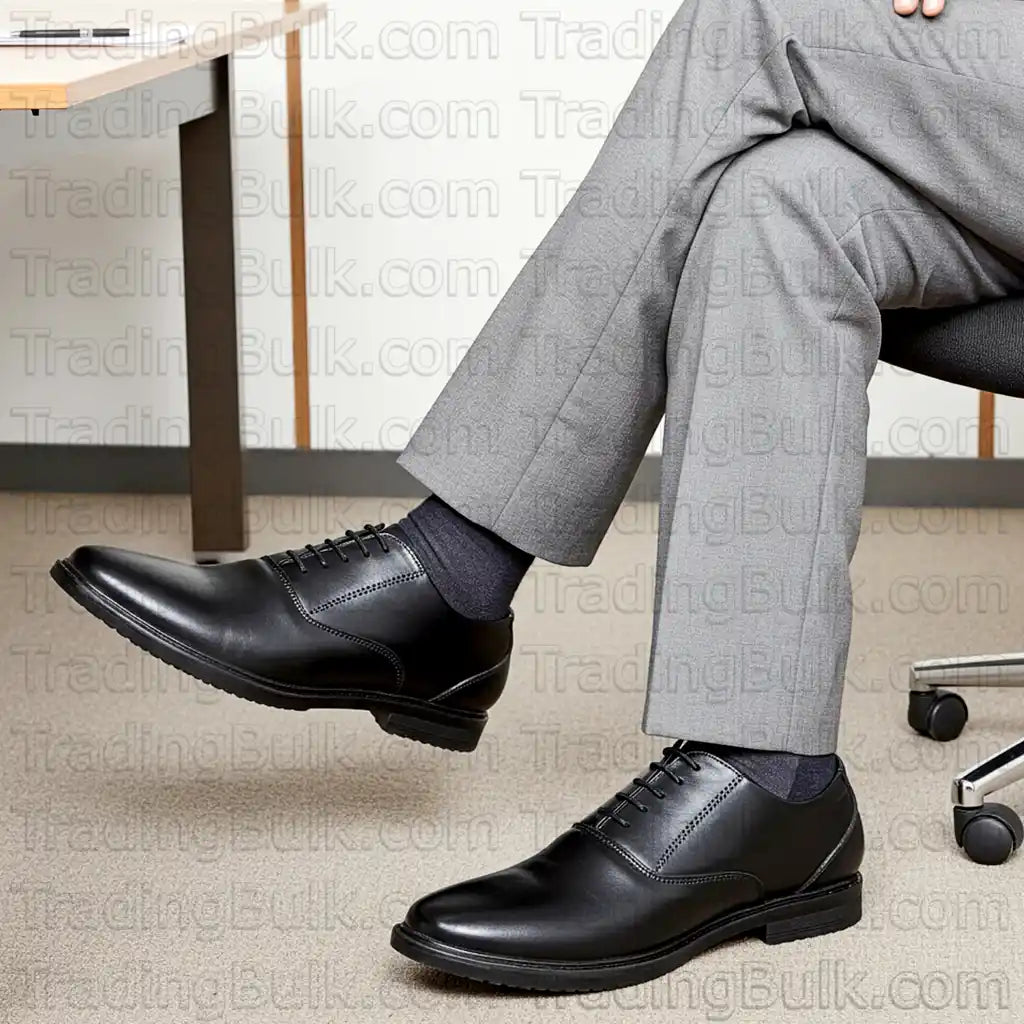 Black Pure Leather Formal Shoes Round Toe Oxford Dress Lace Up Shoes