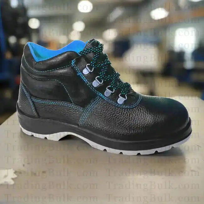 Safety Boots Industrial Genuine Grain-Leather Double-Density Derby High-Ankle Shoes (DIP-PU Molded Sole)