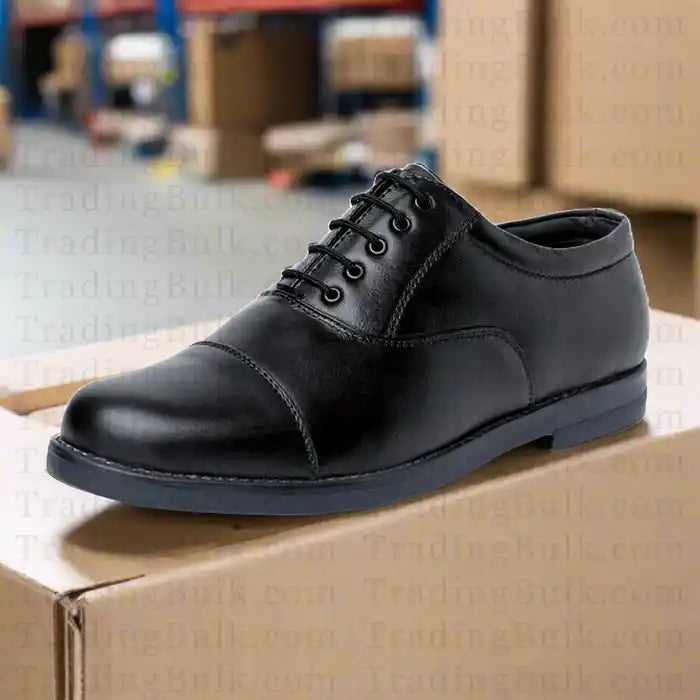 Black Oxford Formal Shoes Pure Leather LaceUp CapToe Dress Shoes