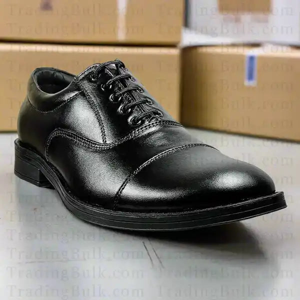Black Oxford Formal Shoes Pure Leather LaceUp CapToe Dress Shoes