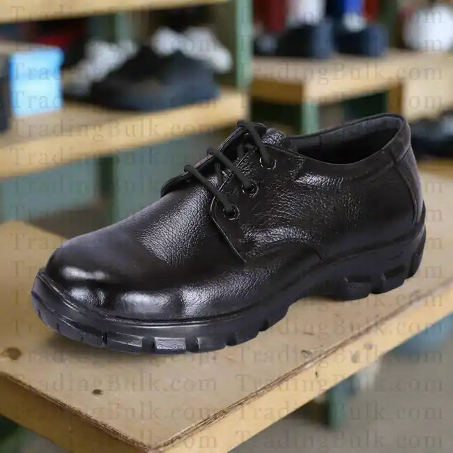 Pure Leather Security Guard Shoes Black Derby Lace Up Industrial Shoes
