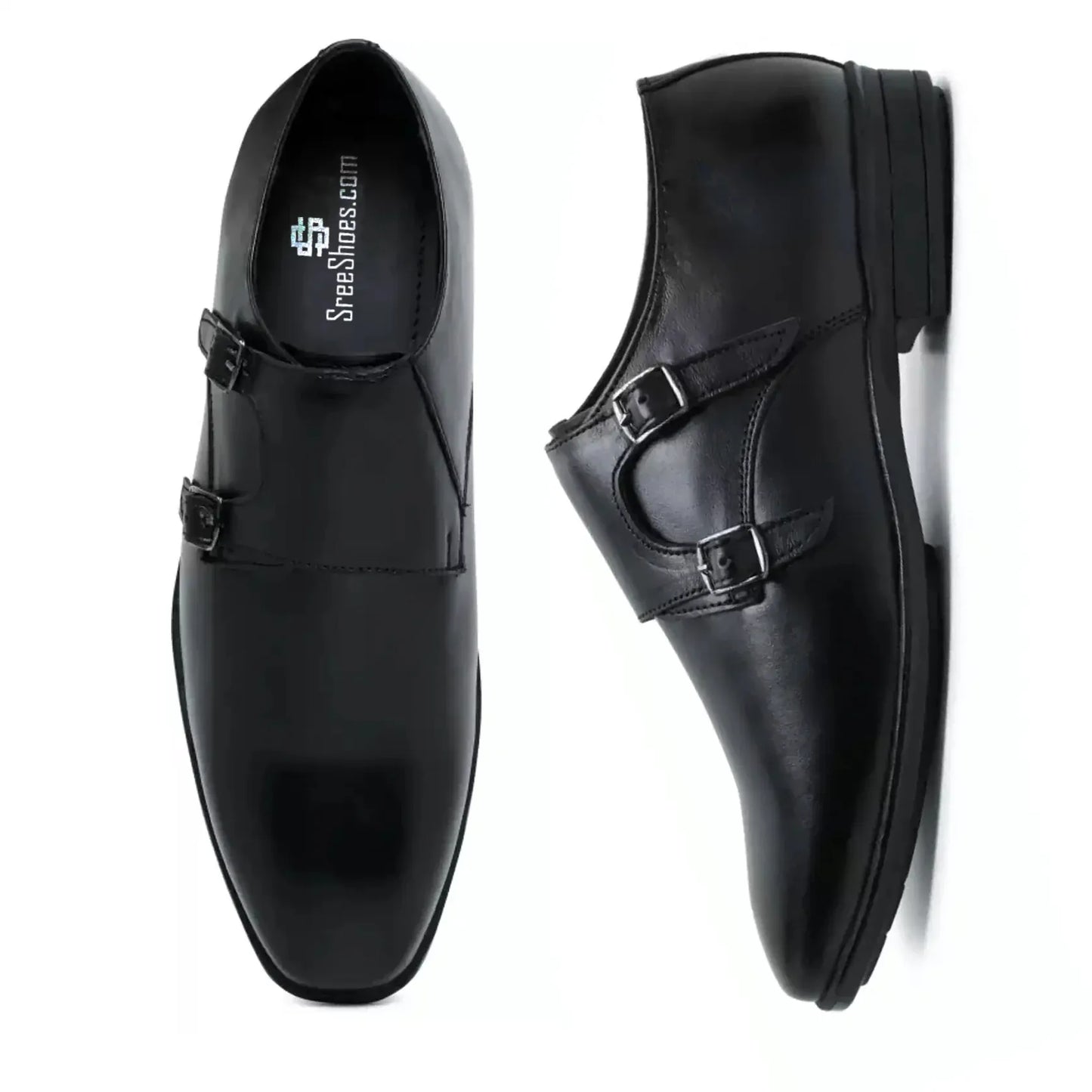 Double Monk Strap Pure Leather Shoes for Men