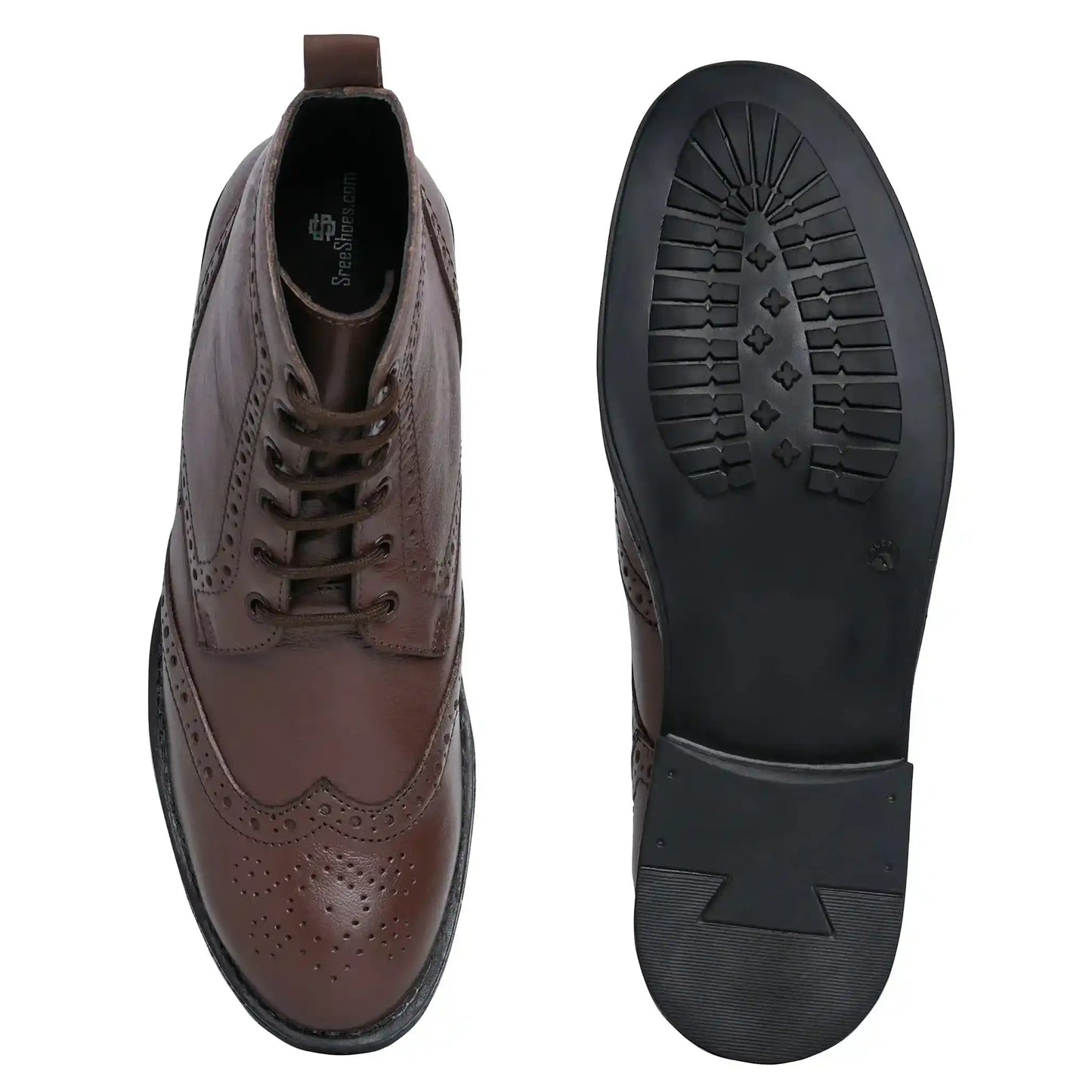 Men Pure Leather Brogue Boots