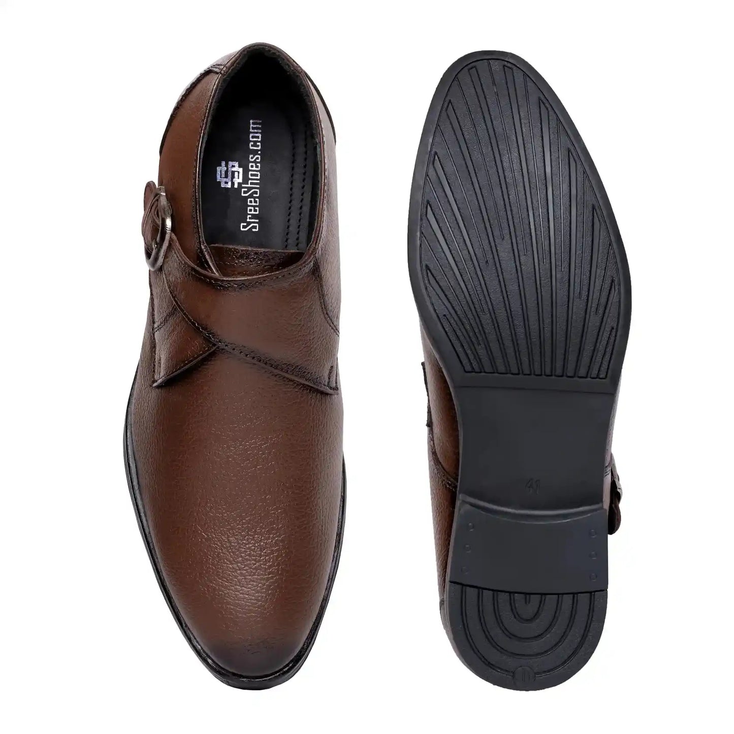 Men Pure Leather Monk Strap Slip On Shoes