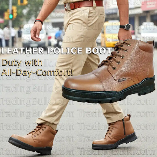 Police Boot for Men Pure Leather Ankle Shoes with zip