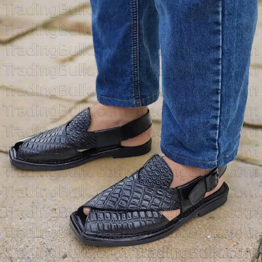 Pure Leather Original Peshawari Sandals Dailywear Slipper Cross Design Strap Sandals