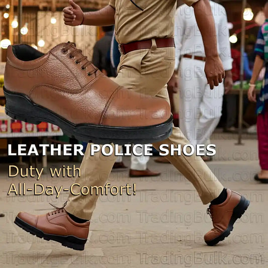 Men's Police Shoes Real Leather Oxford Uniform Shoes Extra Lightweight Extra Comfort