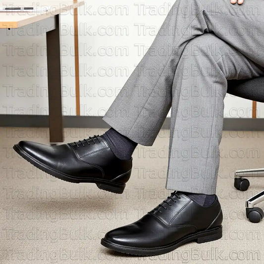Black Pure Leather Formal Shoes Round Toe Oxford Dress Lace Up Shoes